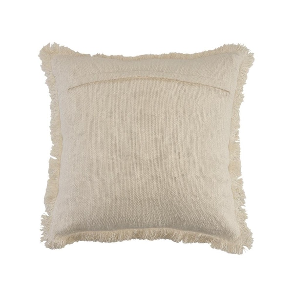 18x18 Light Beige Cotton Velvet Flange Edge Throw Pillow
