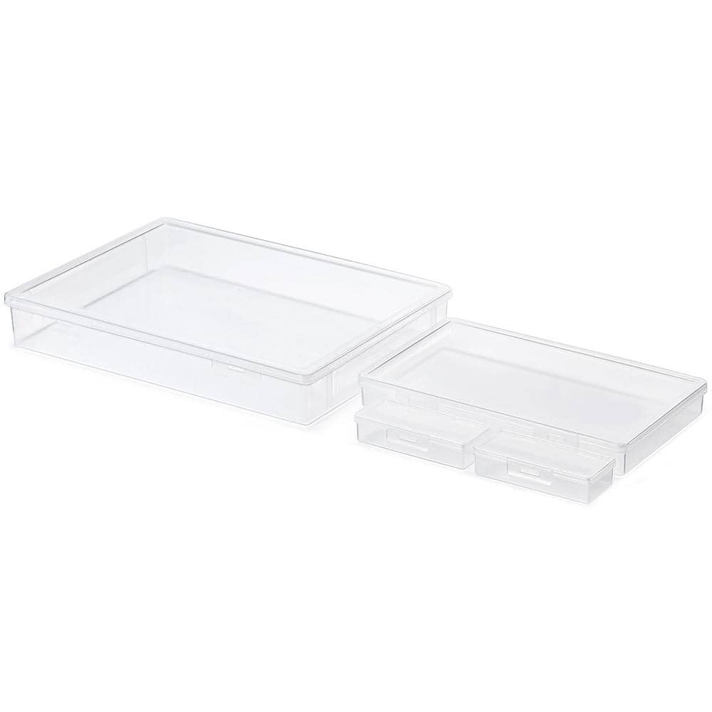 4 Piece Stackable Document and Paper Storage Box Set