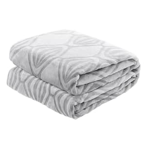 Plaid Gray Flannel Sherpa 80 in. x 90 in. Throw Bed Blanket