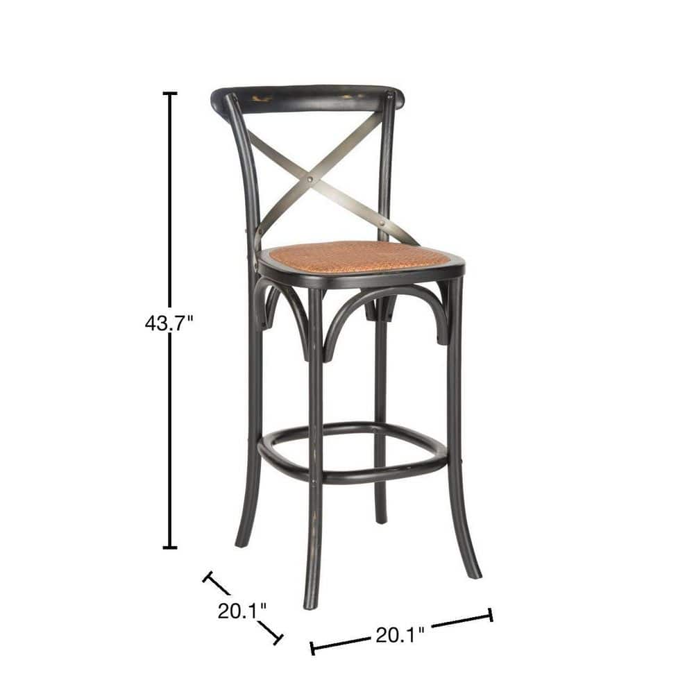 Eleanor Black and Oak X-Back Bar Stool