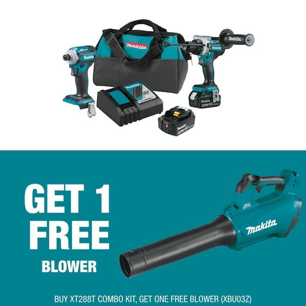 Makita 18V LXT Lithium Ion Brushless Cordless Combo Kit 5.0 Ah 2 Piece with bonus 116 MPH 459 CFM 18V LXT Brushless Blower XT288T XBU03Z The Home Depot