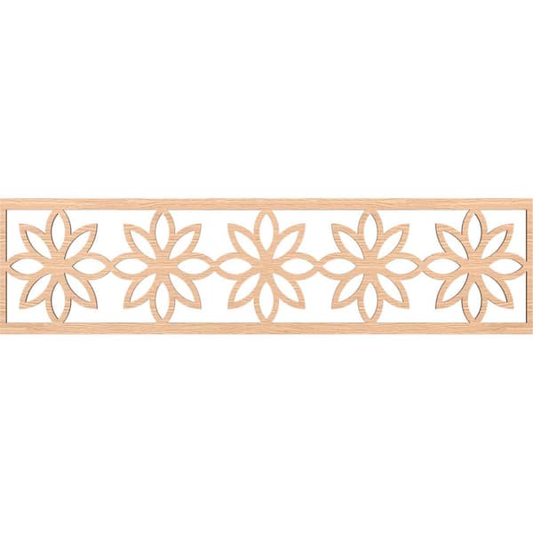 Ekena Millwork Daisy Fretwork 0.25 in. D x 47 in. W x 12 in. L Red Oak Wood Panel Moulding