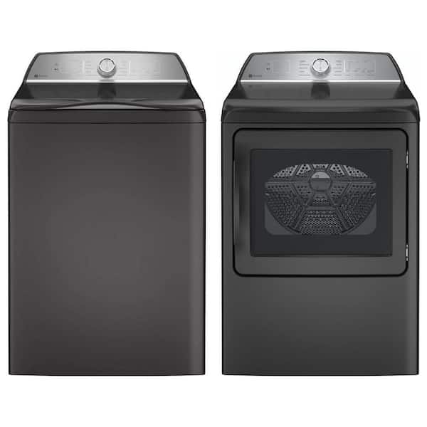 Profile 5.0 cu. ft. Smart Top Load Washer and 7.4 cu. ft. Smart Dryer Set in Diamond Gray