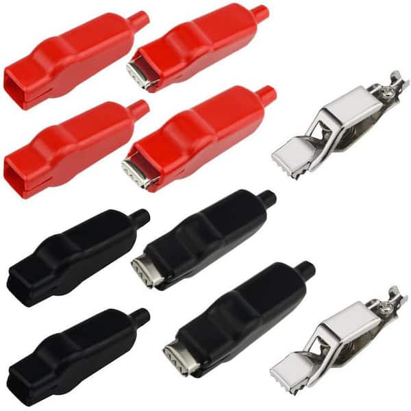 10-Piece Series Size 73 x 20mm Electric Test Clips Measurement Standard Alligator Clamp Black Red (20Amp)