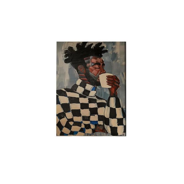 16x24in African American Canvas Wall Art Black and whint People Abstract Painting Pictures Wall Decor