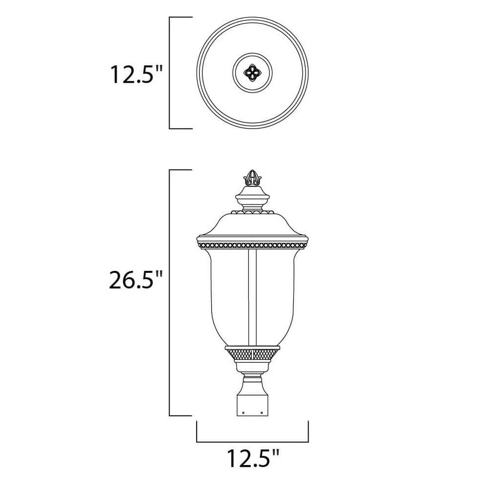 Oriental Bronze 26-Inch Outdoor Post Light with Water Glass Shade