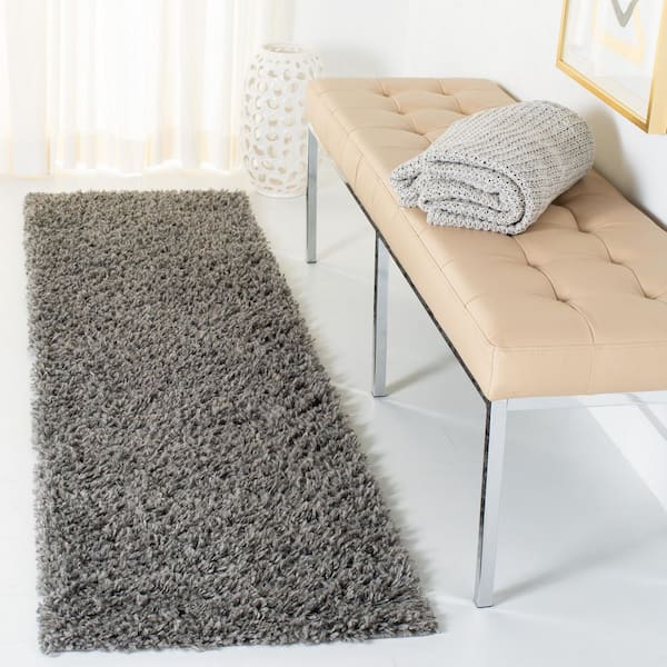 August Shag Gray 2 ft. x 7 ft. Solid Runner Rug