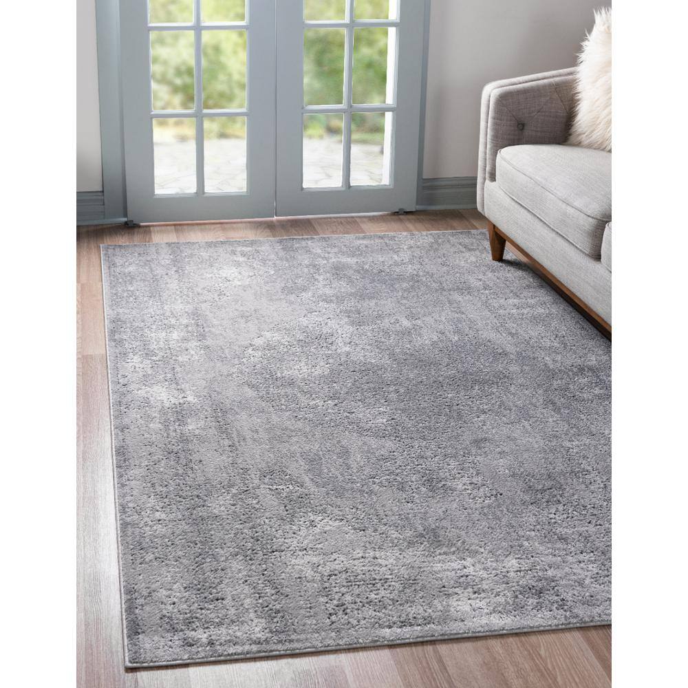 Portland Collection Geometric Light Gray Area Rug 8' x 11'