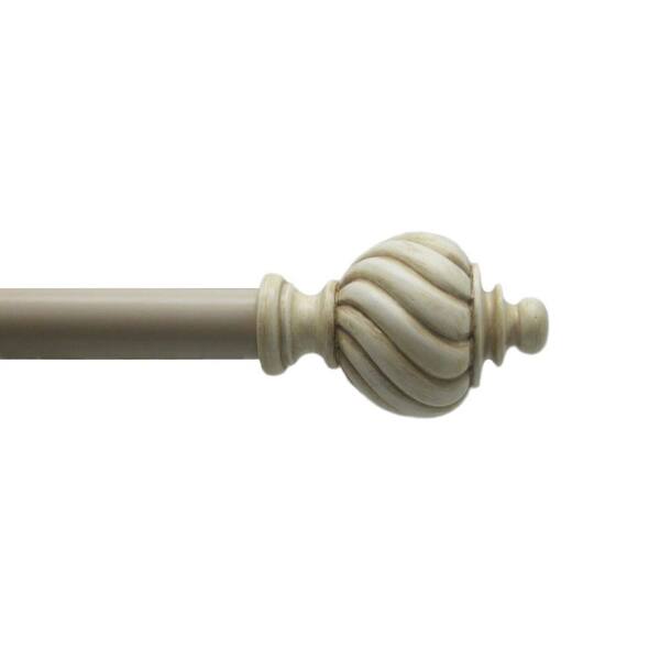 Home Decorators Collection 72 in. - 144 in. 1 in. Turned Swirl Single Rod Set in Antique Cream