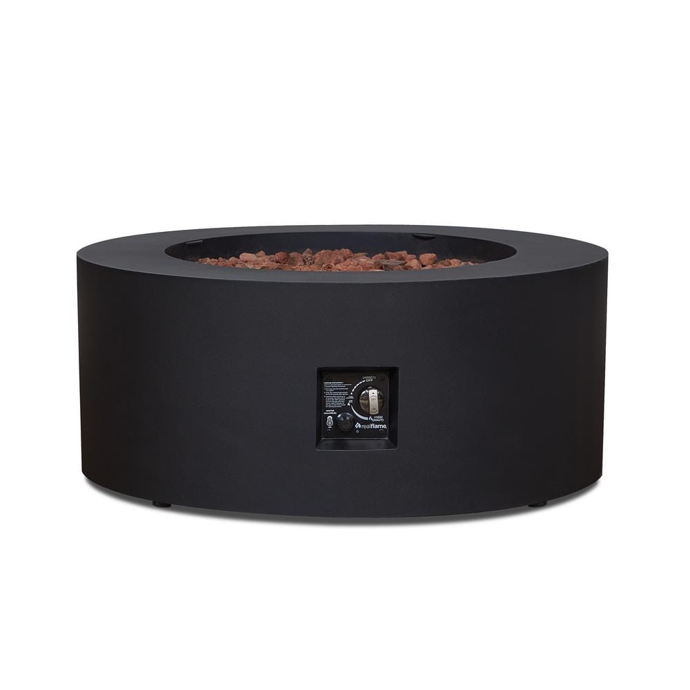 Aegean 36" Round Black Steel Gas Fire Pit Table