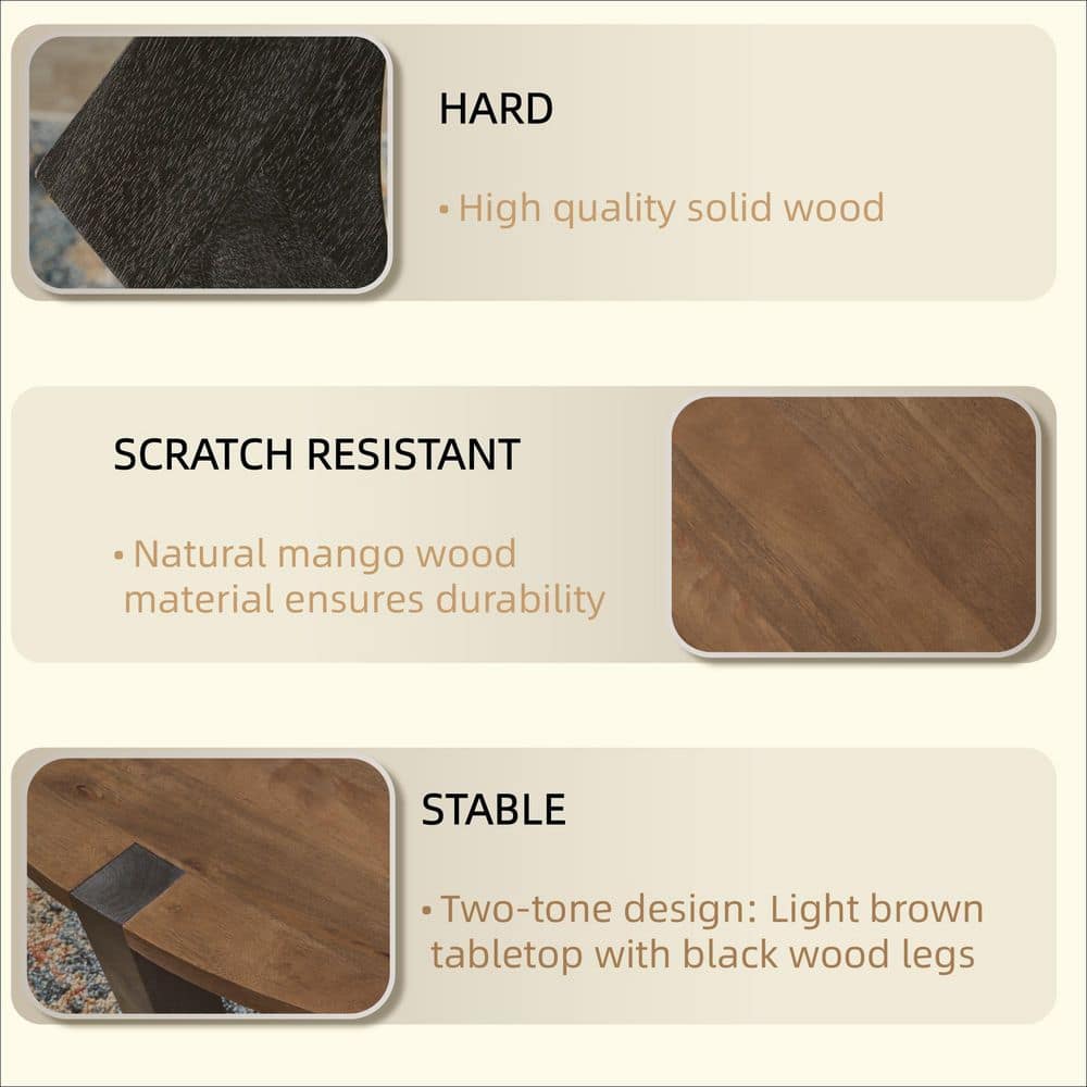 Hanneforth 22.25 in. Brown/Black Round Wood End Table - thumbnail 7