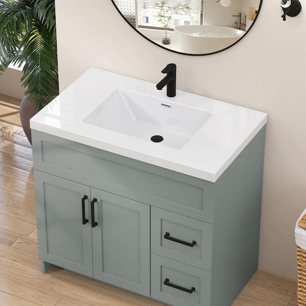 Zeafive Tor 36 in. W x 22 in. D Solid Surface Cultured Marble