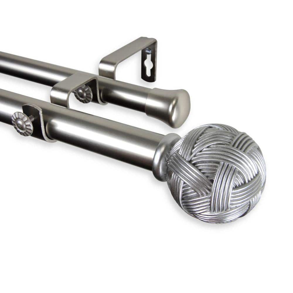 120 in. - 170 in. Telescoping 1 in. Double Curtain Rod Kit in Satin Nickel with Twine Finial price history on PriceWatchPro