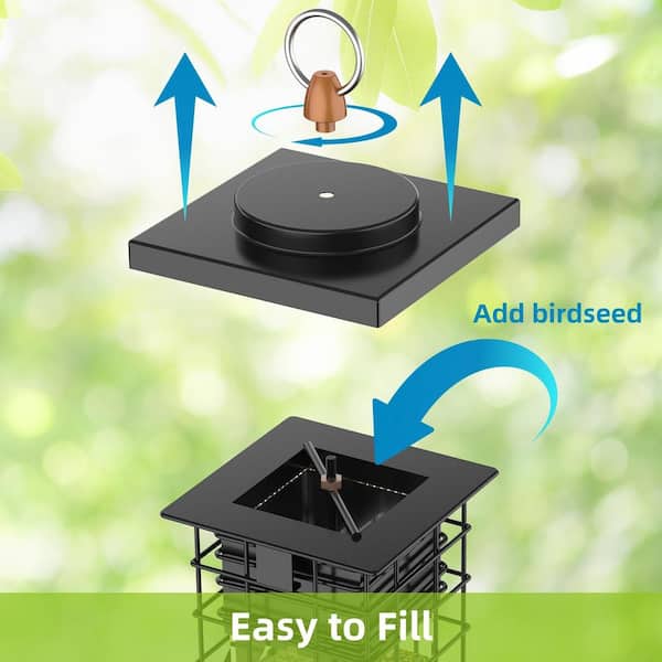 Unbranded - Black Metal 2.5 lbs. Capacity Squirrel Proof Bird Feeder for Wild Bird