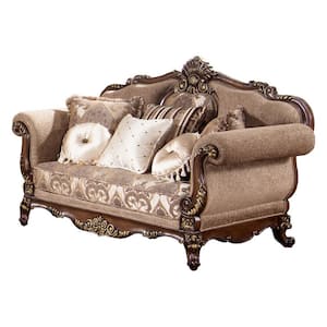 Oxford 78 in. Traditional Hazelnut Floral Chenille 2-Seater Loveseats
