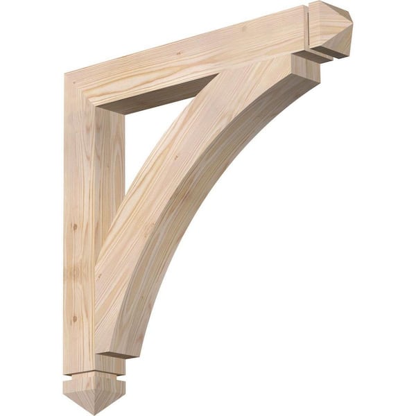 Ekena Millwork 3.5 in. x 28 in. x 28 in. Douglas Fir Thorton Arts and Crafts Smooth Bracket