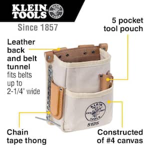 Tool Pouch, 5-Pocket, Canvas