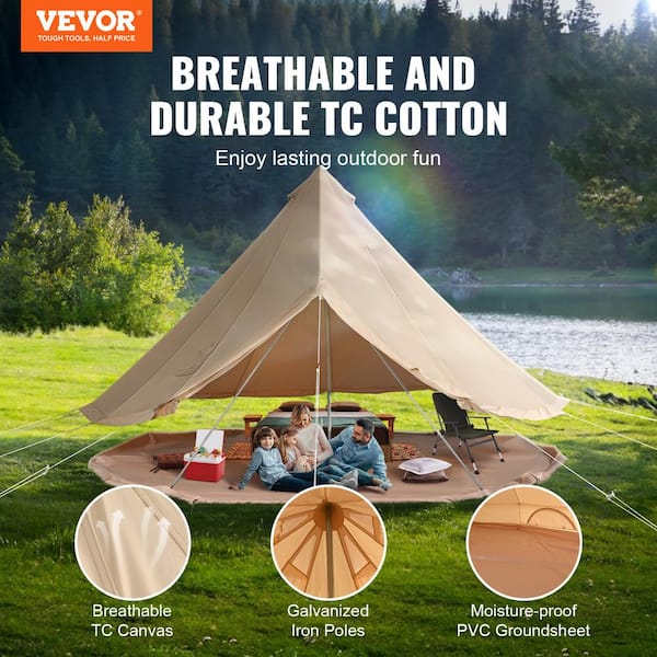 VEVOR Canvas Glamping Bell Tent 5 8 Person Breathable Waterproof Yurt Tent 13 ft. x 13 ft. x 98 in. Dia 4M FBZXZP4MMGBZBDUIUV0 0823 The Home Depot