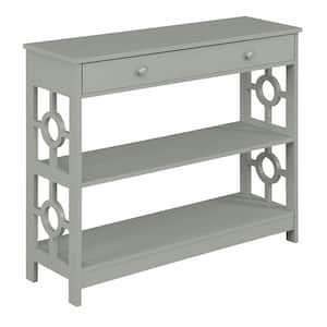 Ring 40 in. Gray Standard Height Rectangle Wood Top Console Table with Drawer and Shelf