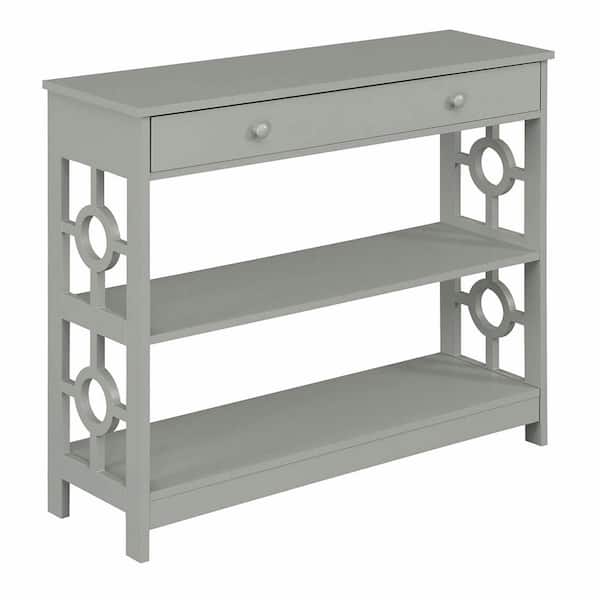 Convenience Concepts Ring 40 in. Gray Standard Height Rectangle Wood Top Console Table with Drawer and Shelf