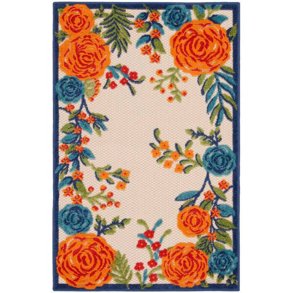 Aloha Multicolor 2 ft. x 3 ft. Botanical Contemporary Area Rug