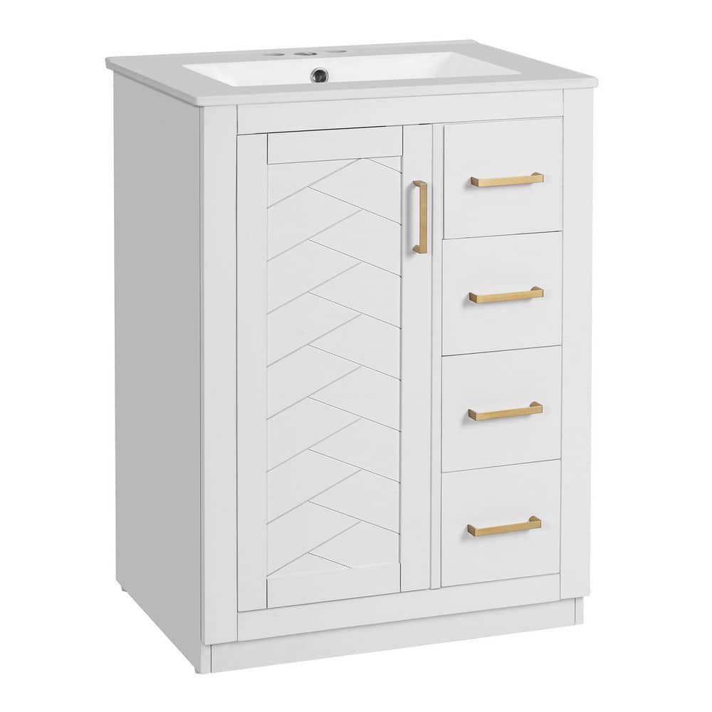 24.00 in. Freestanding White Bath Vanity with White Ceramic Top price history on PriceWatchPro