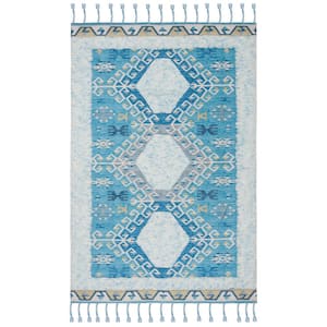 Saffron Turquoise/Blue 4 ft. x 6 ft. Geometric Abstract Area Rug