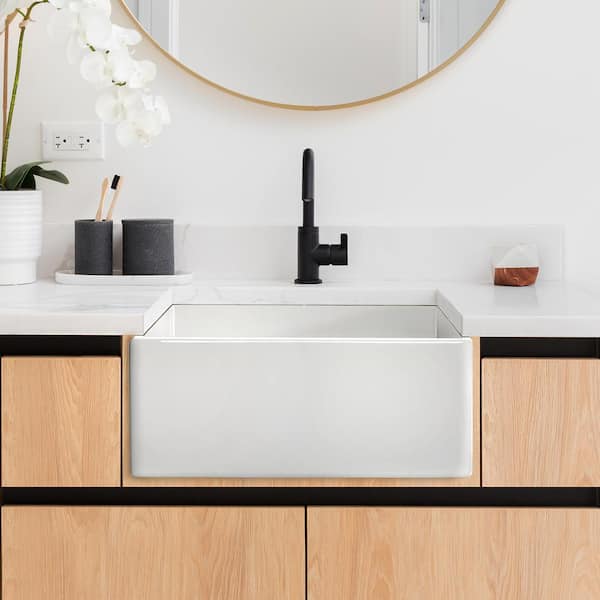 Fossil Blu Farmhouse 18 in. Apron-Front Bathroom Sink in White