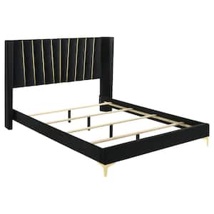 Kendall Black Upholstered Wood Frame Tufted Queen Panel Bed
