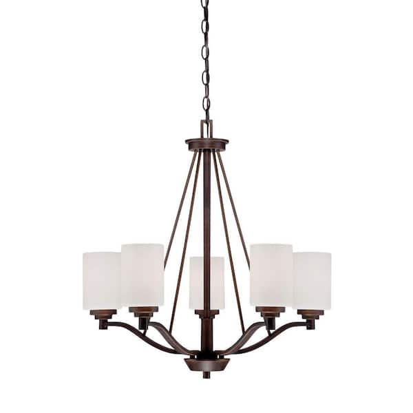 Millennium Lighting 5-Light Rubbed Bronze Chandelier with Etched White Glass
