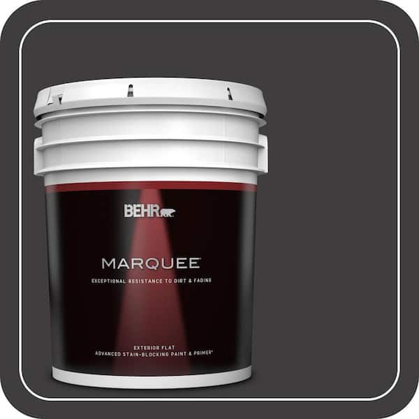 BEHR MARQUEE 5 gal. #T13-3 Black Lacquer Flat Exterior Paint & Primer