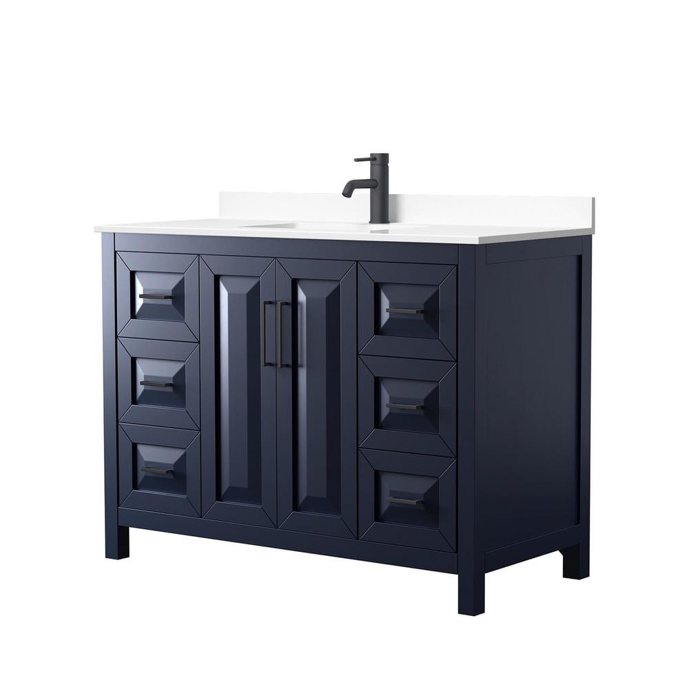 Daria 48 in. W x 22 in. D x 35.75 in. H Single Bath Vanity in Dark Blue with White Cultured Marble Top price history on PriceWatchPro