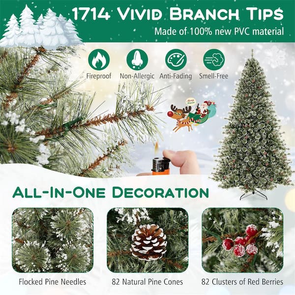Costway 9 ft. Green PreLit Artificial Christmas Tree with