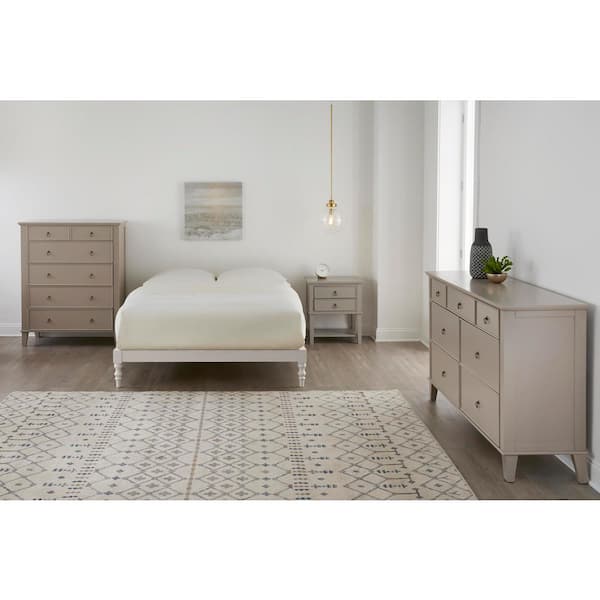 StyleWell Aberwell Ivory Wood Queen Platform Bed (60.55 in. W x 12 in. H)