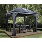 10 ft. D x 12 ft. W Moreno Aluminum Gazebo with Galvanized Steel Roof Panels, 2-Track System, and Mosquito Netting
