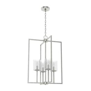 Kerrison 4-Light Brushed Nickel Island Pendant Light with Seeded Glass Shades