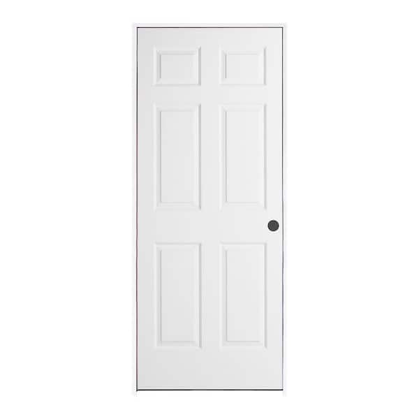 JELD-WEN 28 in. x 80 in. 6 Panel Colonist Primed Left-Handed Textured Molded Composite Single Prehung Interior Door