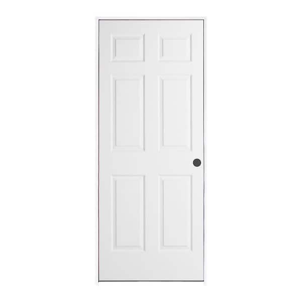 JELD-WEN 30 in. x 80 in. 6 Panel Colonist Primed Left-Handed Textured Molded Composite Single Prehung Interior Door