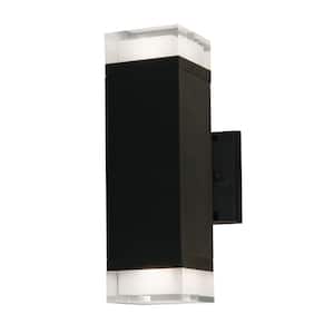 Edmund 2-Light Black LED Outdoor Wall Lantern Sconce with Acrylic Shade