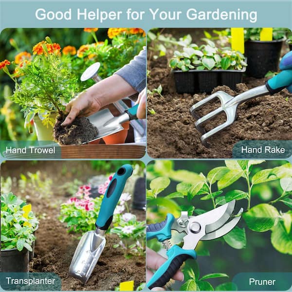 7-Piece Garden Tool Set, Stainless Steel & Aluminum Alloy Rust-Proof Gardening Hand Tools
