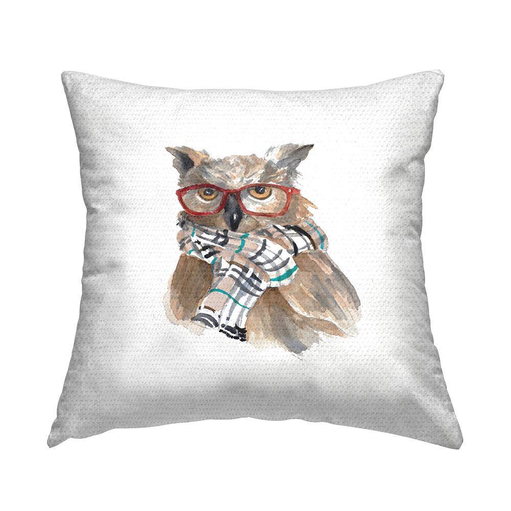 Intelligent Owl Red Glasses Plaid Scarf Brown Square Outdoor Throw Pillow price history on PriceWatchPro