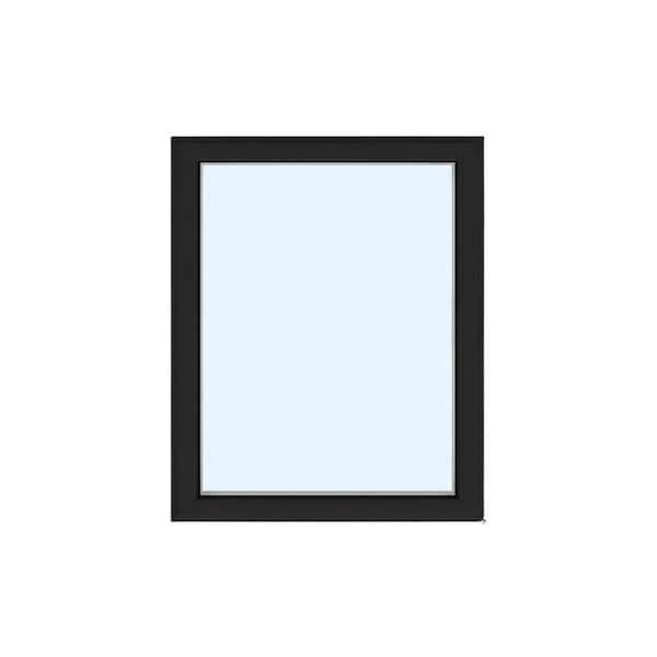 36 in. x 48 in. Elite Euro Black Exterior White Interior Double-Pane Vinyl Tilt/Turn Window with Screen, RH Inward Swing