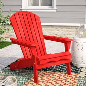 Villaret Red Folding Wood Adirondack Chair