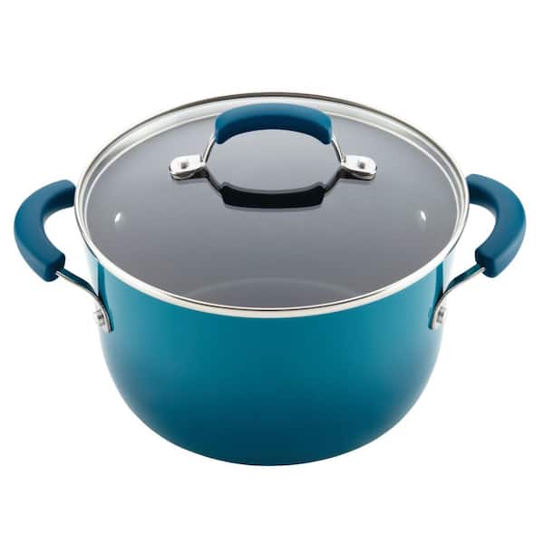 Rachael Ray 16 pc Cookware and Accessories Set Marine Blue Hard Enamel