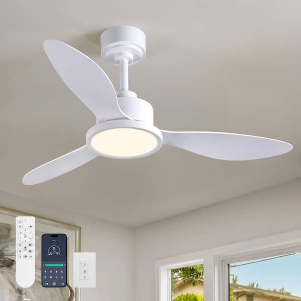 42 in. Smart Indoor Dimmable Integrated LED White 3 Blades Ceiling Fan with Light Kit and Remote Control
