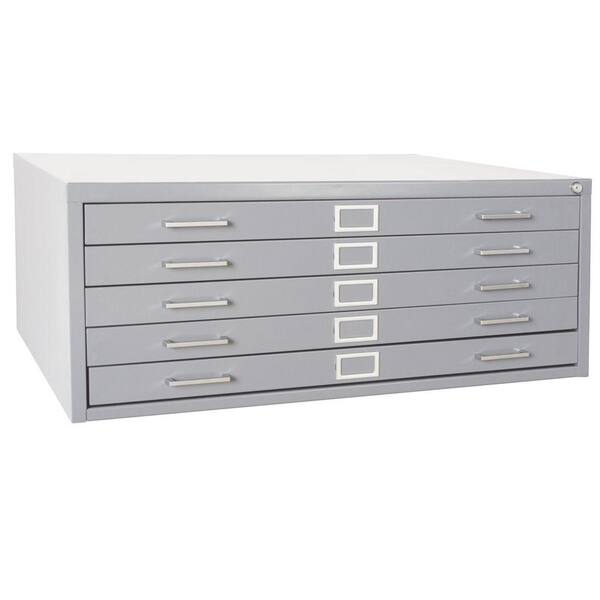 Sandusky 16.13 in. H x 40.75 in. W x 28.4 in. D 5-Drawer Gray Flat File Cabinet