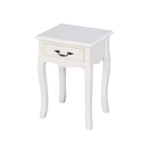 Simple 14.96 in. White Rectangle Wood Side Table End Table with Drawer, Storage Table For Living Room, Bedroom, Bathroom