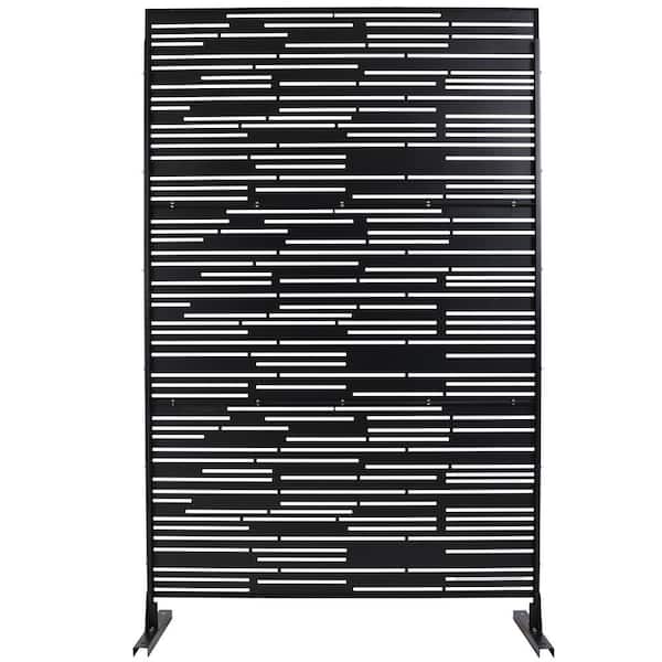 Sudzendf Outdoor and Indoor Freestanding Decorative Privacy Screen Metal Privacy Screen, Fence Panels in Black