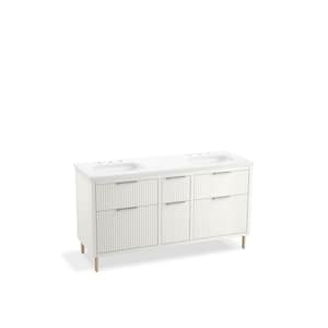 Spacity 60 in. Double Sink Wall-Hung Bathroom Vanity Cabinet in White