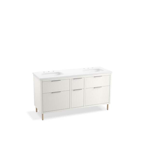 KOHLER Spacity 60in. Double Sink Floating White Bath Vanity with White Quartz Top Assembled